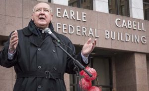 Bishop Kevin J. Farrell speaks at the rally outside the Earle Cabell Federal Building after the Pro-Life march in Dallas on Jan. 16. (RON HEFLIN/Special Contributor)