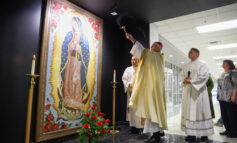 Bishop Kelly blesses new Our Lady of Guadalupe mosaic at Bishop Lynch